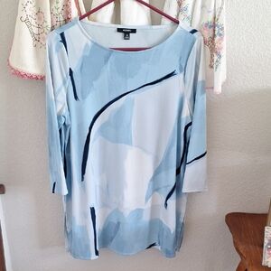 Alfani Light Blue Abstract Women's Blouse